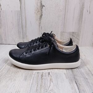 Cole Haan GrandPro Topspin Black Leather Lace-Up Sneakers with White Sole #1470